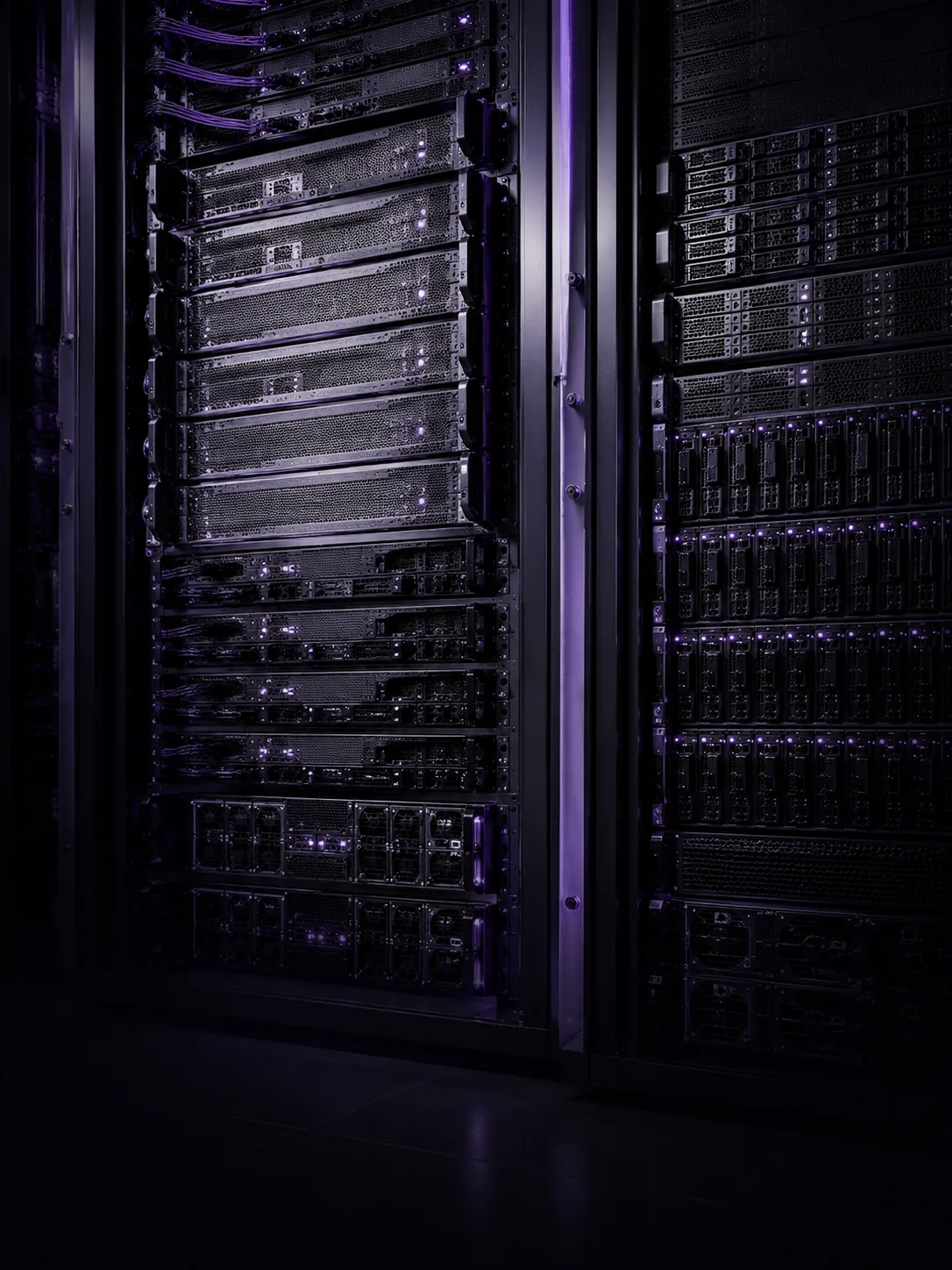 Dense rack-mounted compute servers divided into two infrastructure zones